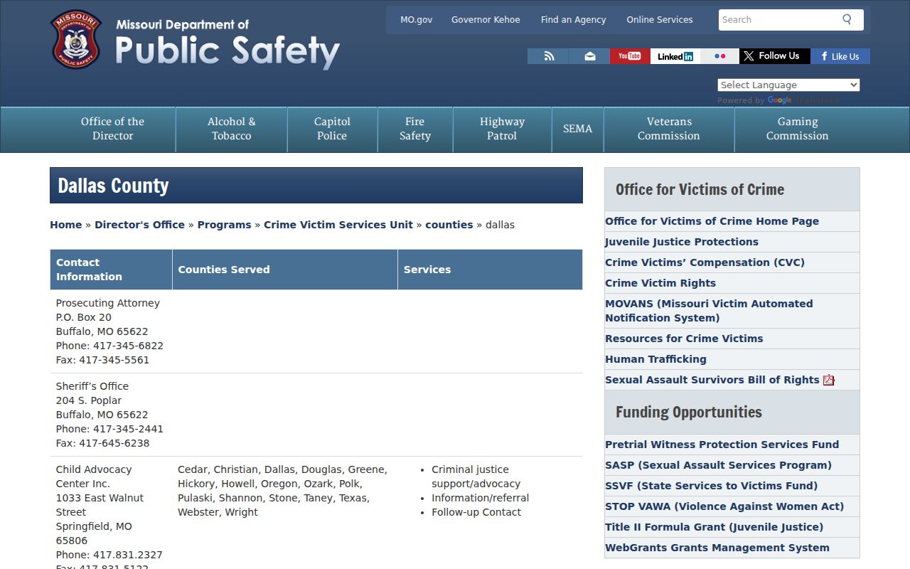 Dallas County arrest history official justice contact directory