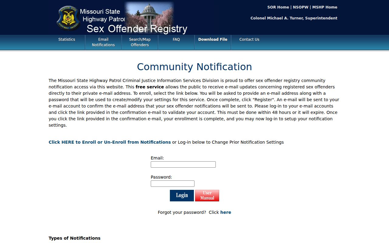 Dallas County sex offender registry email alert signup